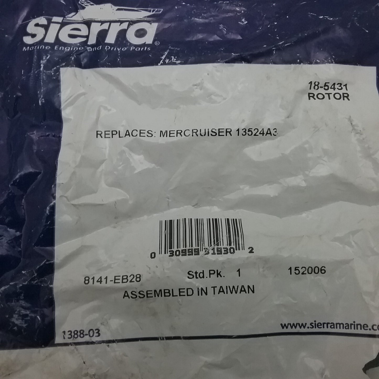 NEW SIERRA 18-5431 ROTOR/SENSOR WHEEL Mercruiser Inboard 5.0L-9.4L