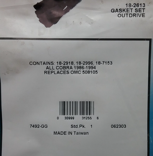 NEW SIERRA 18-2613 OUTDRIVE GASKET SET EVINRUDE JOHNSON Yamaha outboards