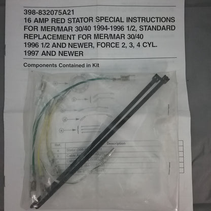 NEW QUICKSILVER 398-832075A21 STATOR KIT Mercury Mercruiser30-40HP Force 2-4 CYL