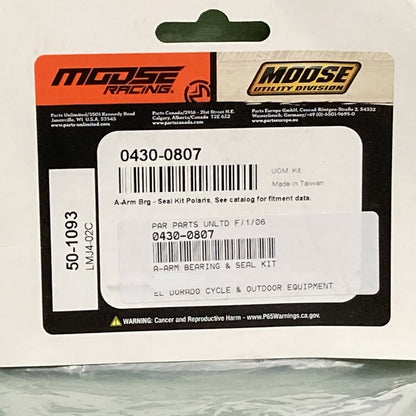NEW GENUINE MOOSE RACING 0430-0807 A-Arm Bearing & Seal Kit