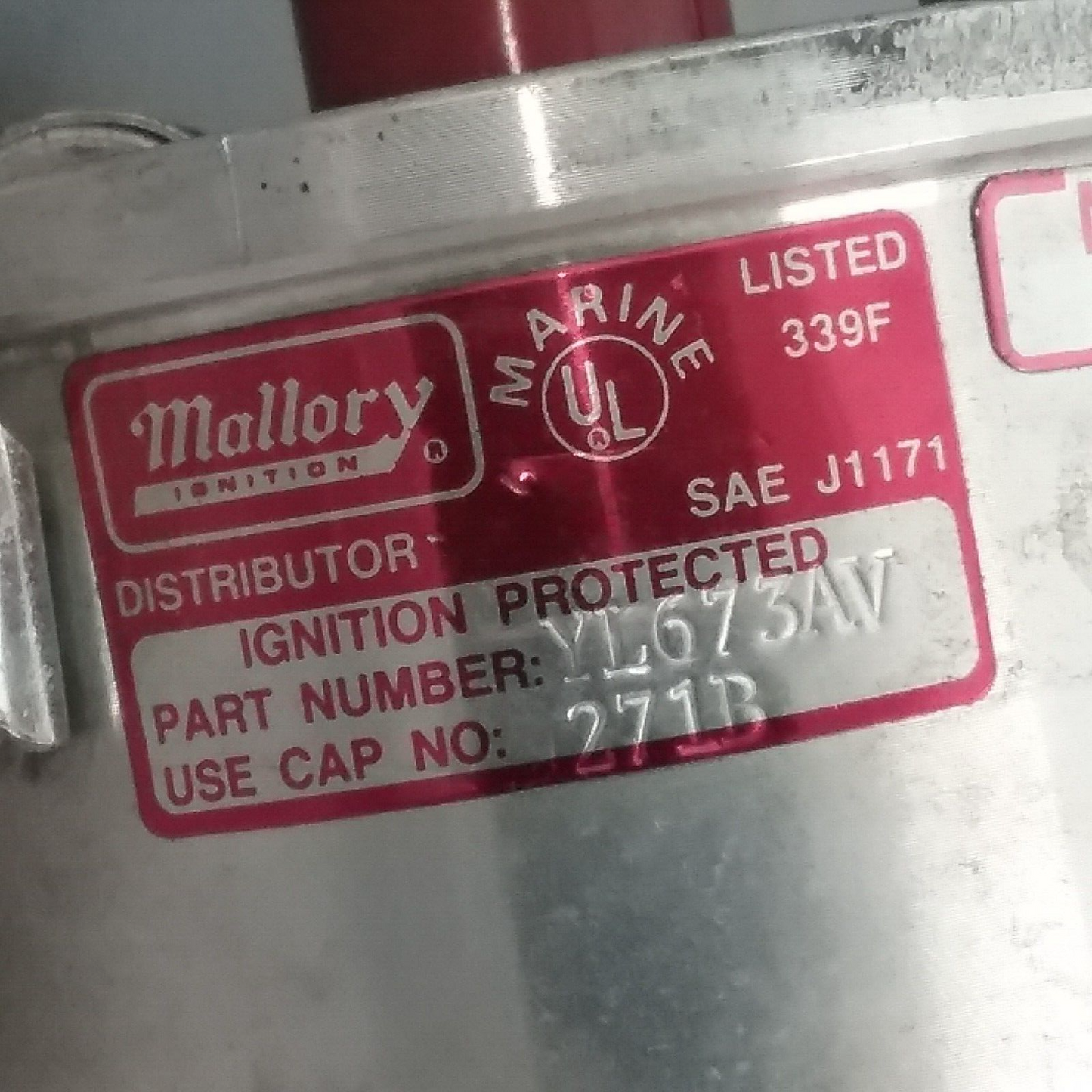 MALLORY YL673AV Distributor Conventional Rotation GM 4 Cyl 124-140HP