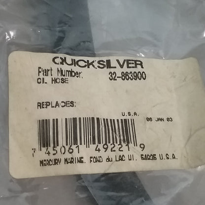 NEW QUICKSILVER 32-863900 HOSE-OIL Mercruiser V8 GM 8.1L, BROVO