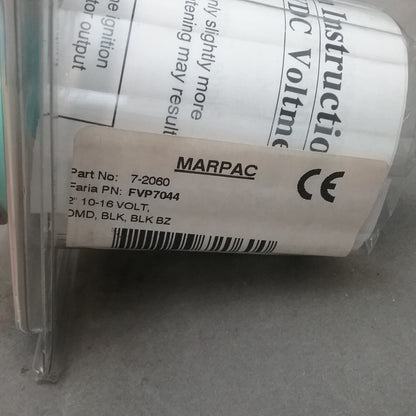 NEW MARPAC 7-2060 BATTERY GAUGE 2 INCH BLACK BEZEL 10-16V