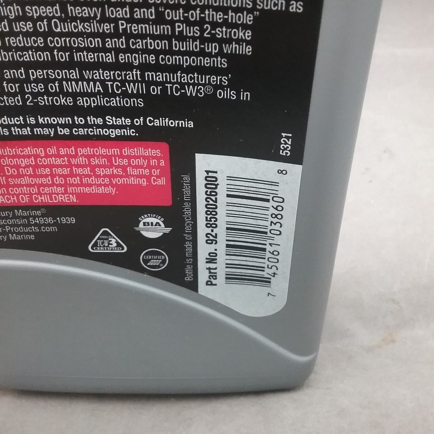 NEW QUICKSILVER 92-858026Q01 SYNTHETIC BLEND  2-STROKE OIL ONE QUART