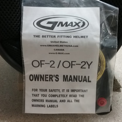 NEW GMAX OF-2/OF-2Y OPEN-FACE HELMET - GLOSS BLACK - MEDIUM