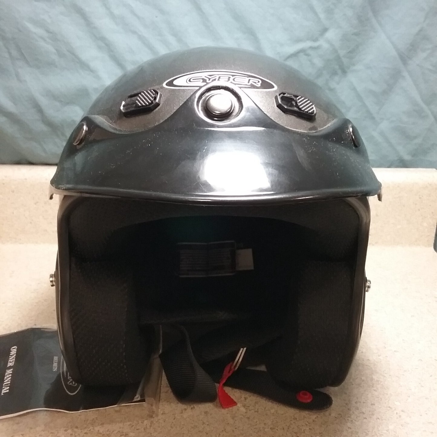 NEW CYBER HELMETS U-6 3/4 OPEN FACE MOTORCYCLE HELMET -DEEP SILVER -XXS
