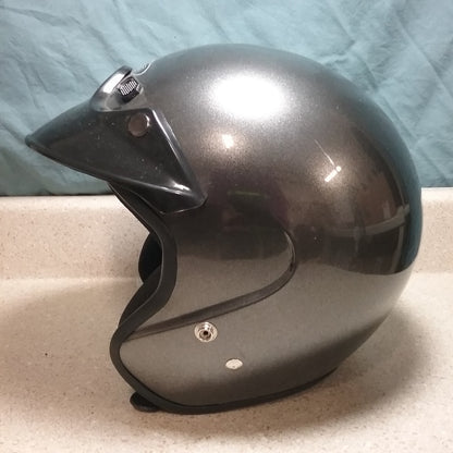 NEW CYBER HELMETS U-6 3/4 OPEN FACE MOTORCYCLE HELMET -DEEP SILVER -XXS