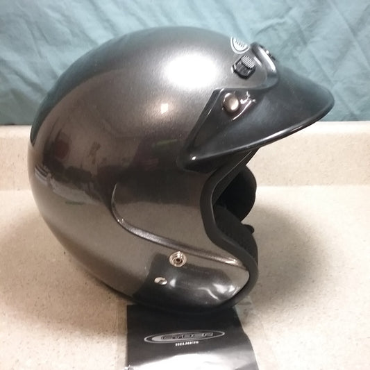 NEW CYBER HELMETS U-6 3/4 OPEN FACE MOTORCYCLE HELMET -DEEP SILVER -XXS