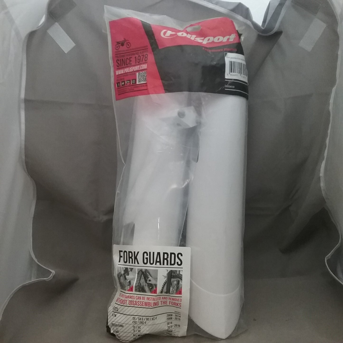NEW POLISPORT 8398500006 FORK GUARDS WHITE HUSQVARNA KTM HONDA GAS GAS 2006-2020