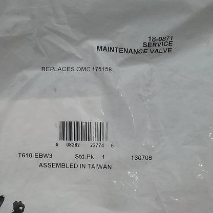NEW SIERRA 18-0871 Service Valve w/ O-ring Johnson 0175158 Outboard 8-75HP