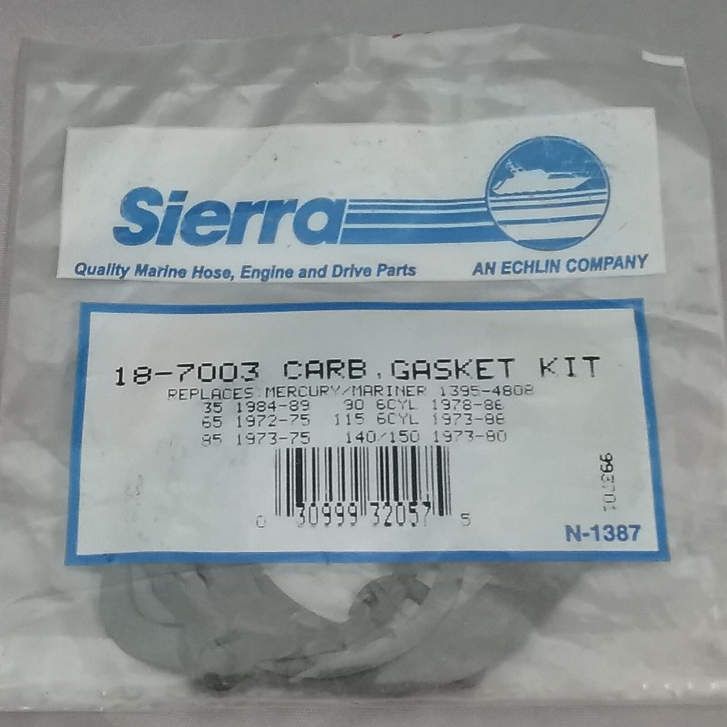 NEW SIERRA 18-7003 Carburetor Gasket Set Mercury 1395-4808 Outboard 35-115HP