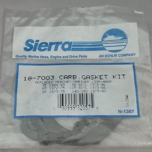 NEW SIERRA 18-7003 Carburetor Gasket Set Mercury 1395-4808 Outboard 35-115HP