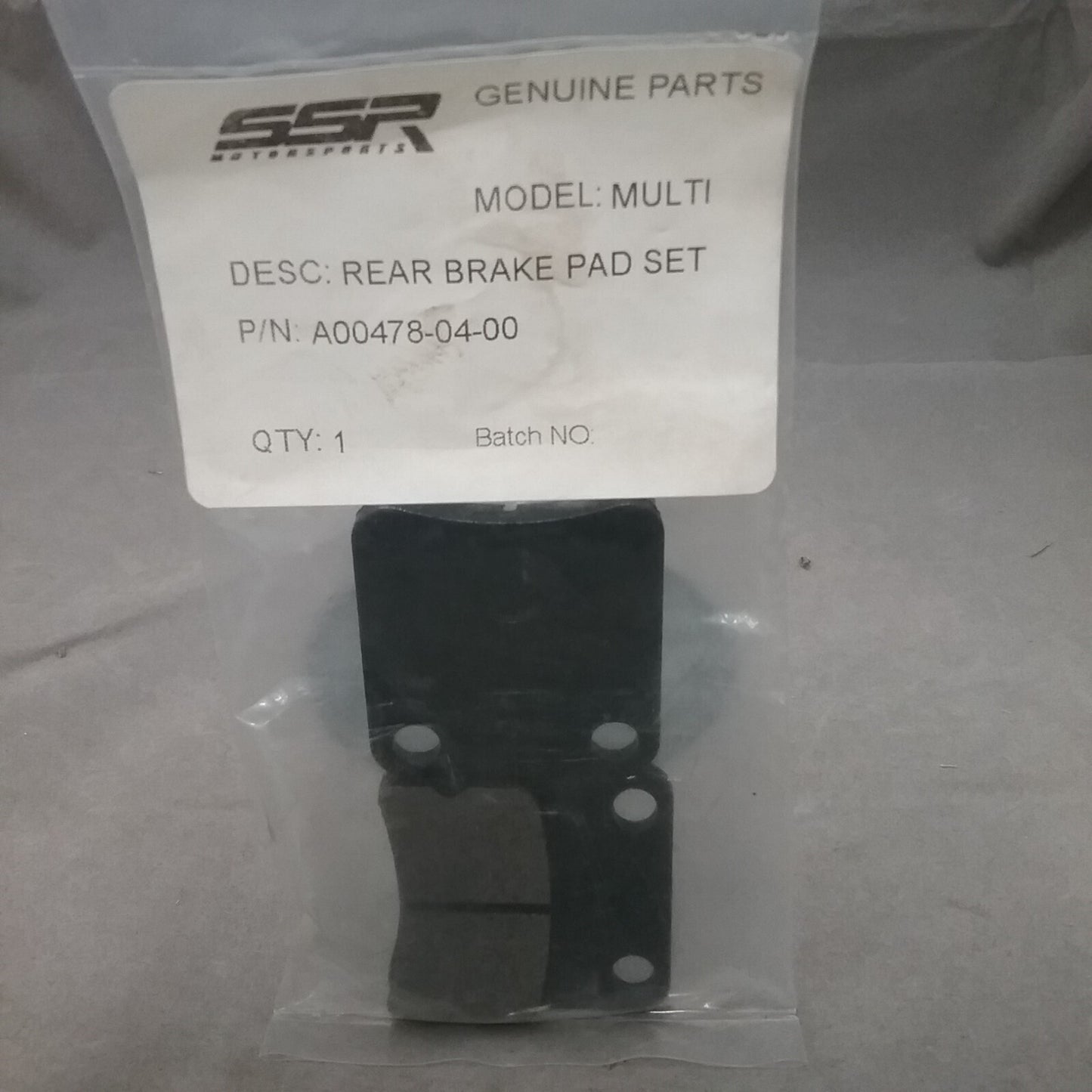 NEW SSR A00478-04-00 BRAKE PAD REAR SET FITS VARIOUS SSR MODELS
