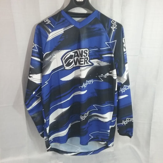 NEW ANSWER 451172 SHIRT LONG SLEEVE POLYESTER BLACK BLUE AND WHITE ADULT SIZE XL