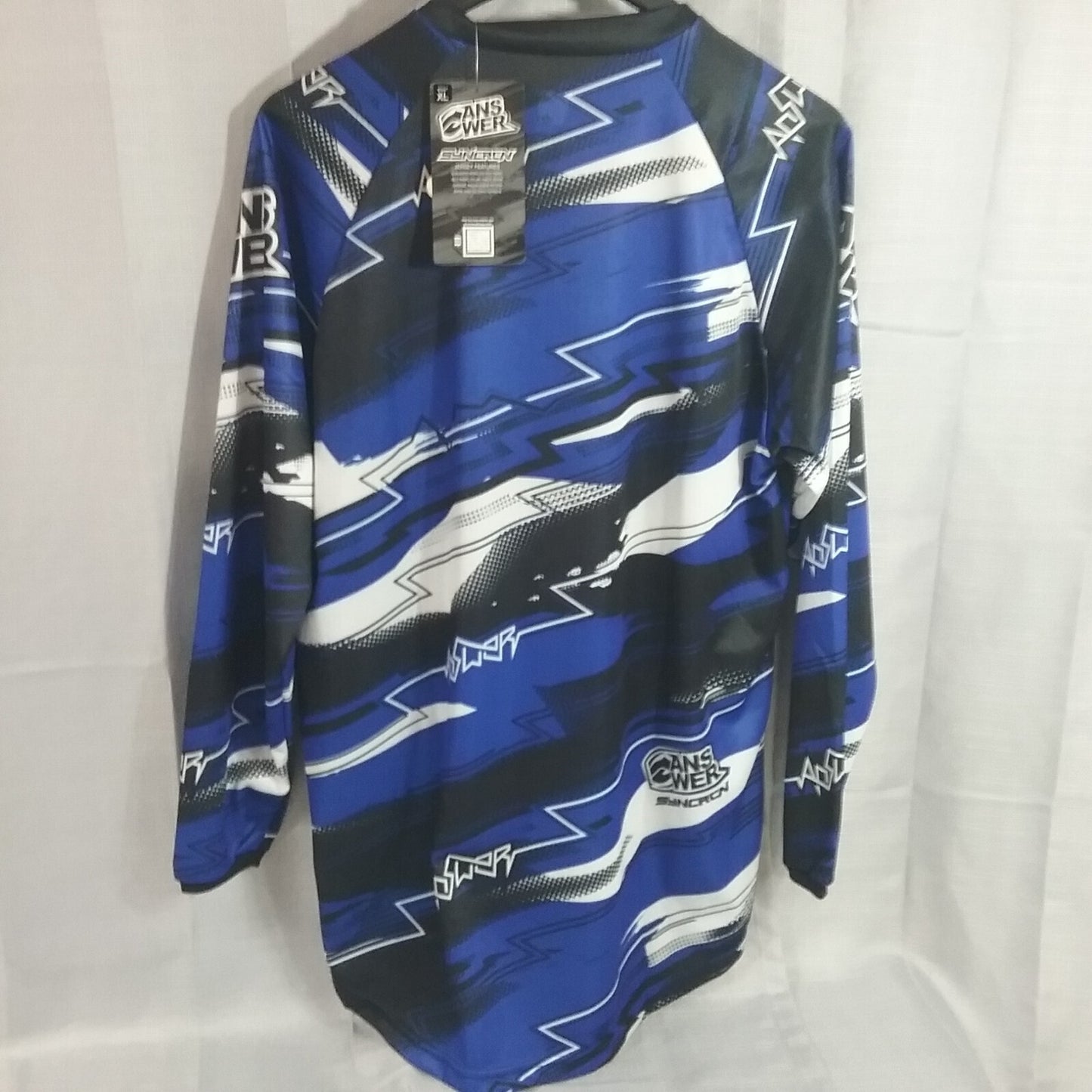 NEW ANSWER 451172 SHIRT LONG SLEEVE POLYESTER BLACK BLUE AND WHITE ADULT SIZE XL