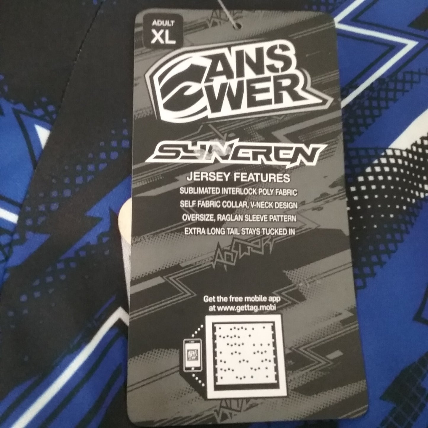 NEW ANSWER 451172 SHIRT LONG SLEEVE POLYESTER BLACK BLUE AND WHITE ADULT SIZE XL