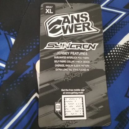 NEW ANSWER 451172 SHIRT LONG SLEEVE POLYESTER BLACK BLUE AND WHITE ADULT SIZE XL