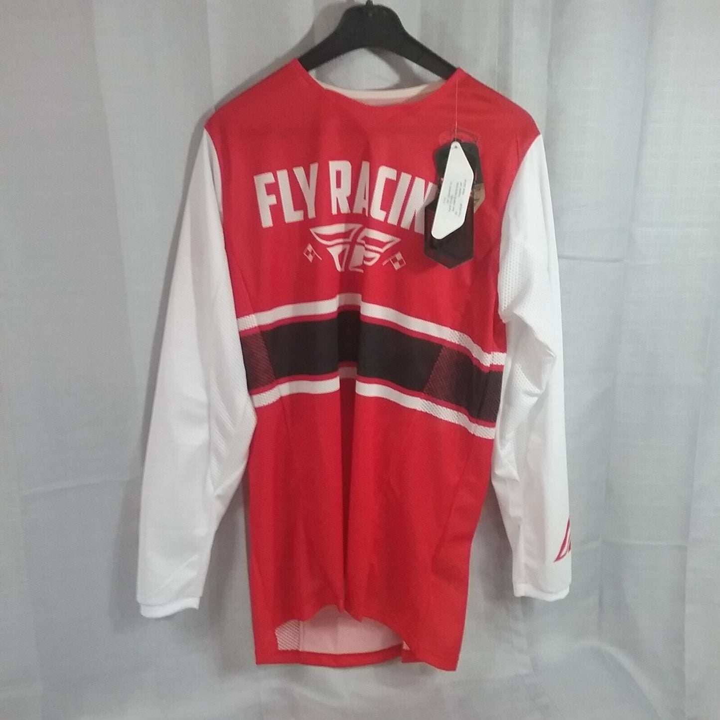 NEW FLY RACING 372-322L SHIRT LONG SLEEVE POLYESTER RED AND WHITE ADULT SIZE L
