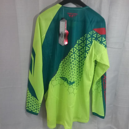NEW FLY RACING 370-328L SHIRT LONG SLEEVE POLYESTER GREEN RED AND YELLOW ADULT L