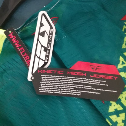 NEW FLY RACING 370-328L SHIRT LONG SLEEVE POLYESTER GREEN RED AND YELLOW ADULT L