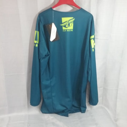 NEW FLY RACING 372-4212X SHIRT LONG SLEEVE POLYESTER TEAL AND YELLOW ADULT 2XL