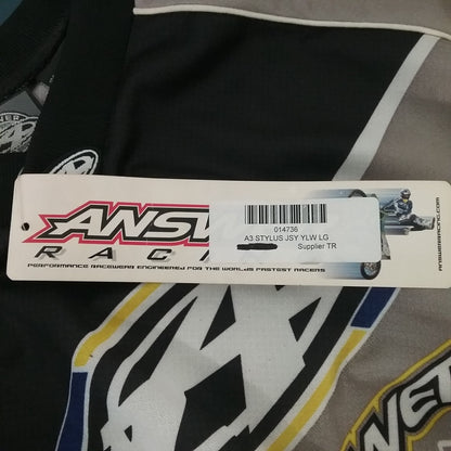 NEW ANSWER 014736 SHIRT LONG SLEEVE POLYESTER BLACK BLUE GREY AND YELLOW ADULT L