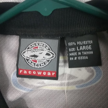 NEW ANSWER 014736 SHIRT LONG SLEEVE POLYESTER BLACK BLUE GREY AND YELLOW ADULT L