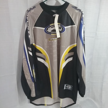 NEW ANSWER 014736 SHIRT LONG SLEEVE POLYESTER BLACK BLUE GREY AND YELLOW ADULT L