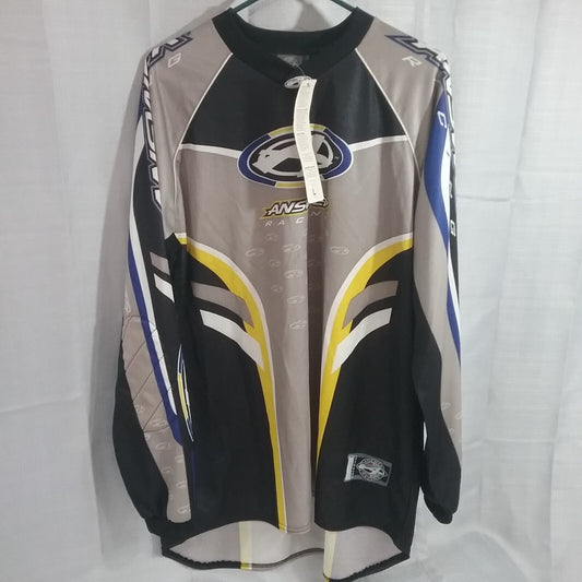 NEW ANSWER 014736 SHIRT LONG SLEEVE POLYESTER BLACK BLUE GREY AND YELLOW ADULT L