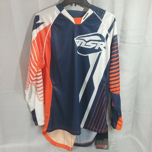 NEW MSR 331590 SHIRT LONG SLEEVE POLYESTER ORANGE AND BLUE ADULT L