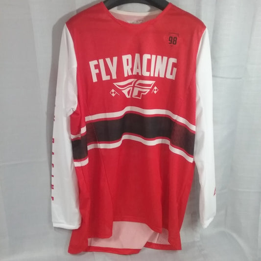NEW FLY RACING 372-3222X SHIRT LONG SLEEVE POLYESTER RED AND WHITE ADULT 2XL