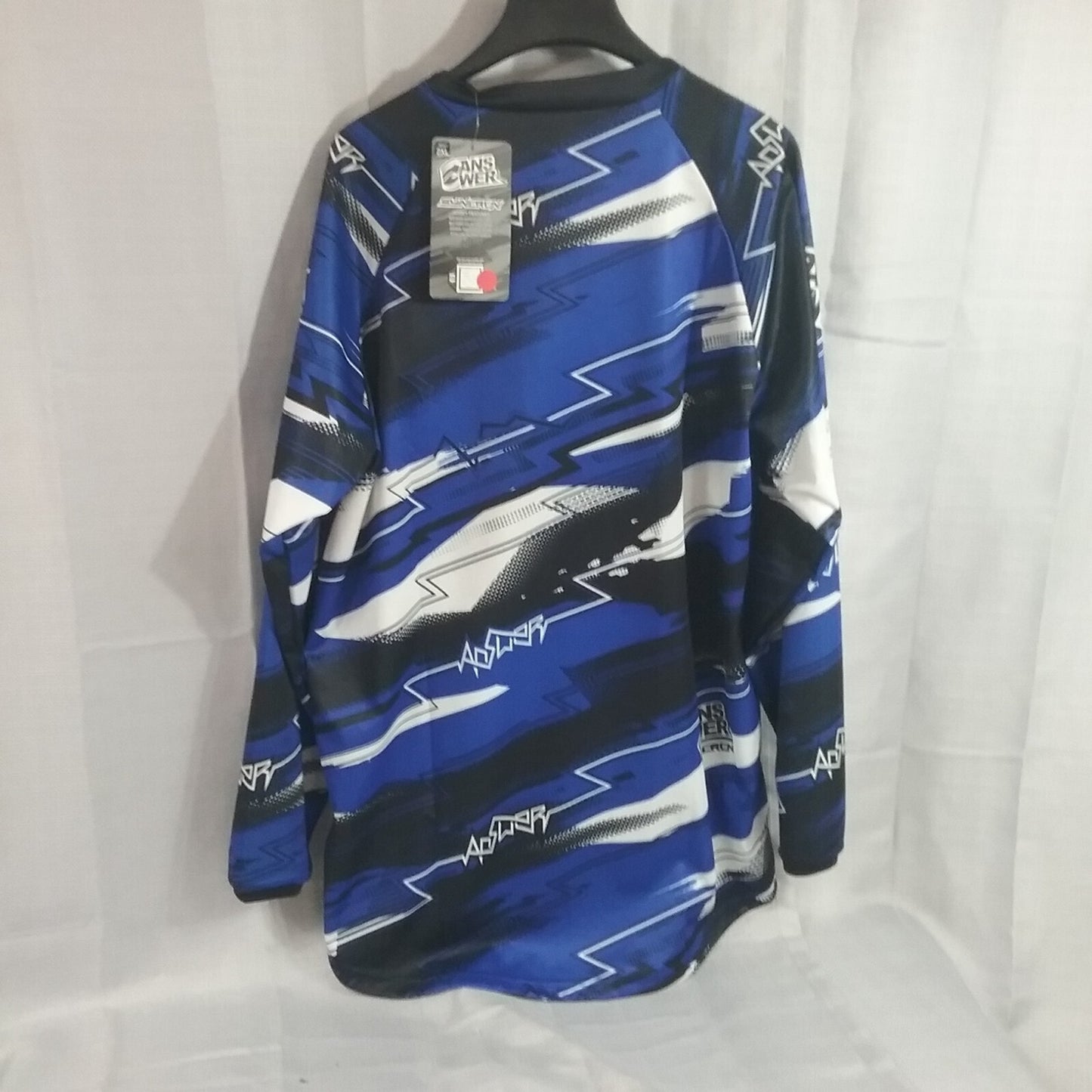 NEW ANSWER 451173 SHIRT LONG SLEEVE POLYESTER BLACK AND BLUE ADULT 2XL