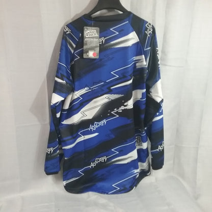 NEW ANSWER 451173 SHIRT LONG SLEEVE POLYESTER BLACK AND BLUE ADULT 2XL