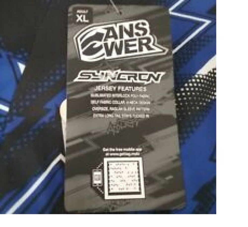 NEW ANSWER 451173 SHIRT LONG SLEEVE POLYESTER BLACK AND BLUE ADULT 2XL