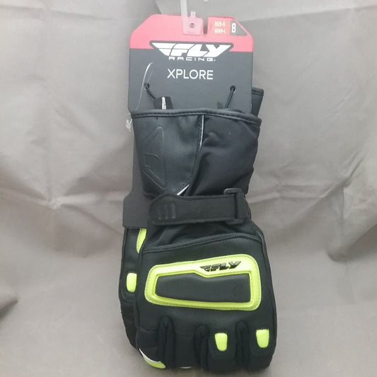 NEW FLY RACING 476-2065S GLOVES MENS S WOMENS L XPLORE SIZE 8 BLACK/GREEN