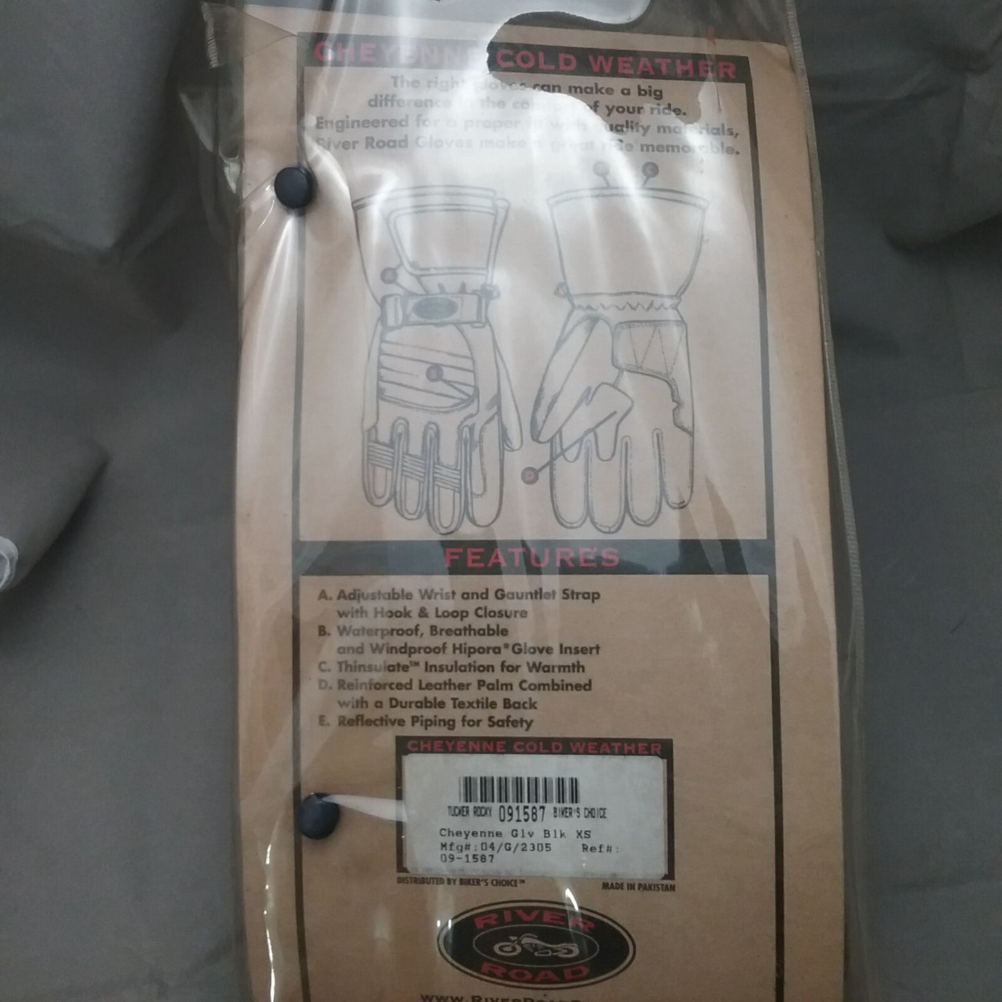 NEW RIVER ROAD 091587 GLOVES CHEYENNE BLACK EXTRA SMALL