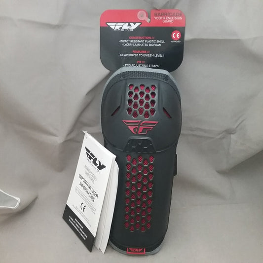 NEW FLY 28-3115 KNEE/SHIN GUARD YOUTH SIZE BLACK RED GREY 2 PACK