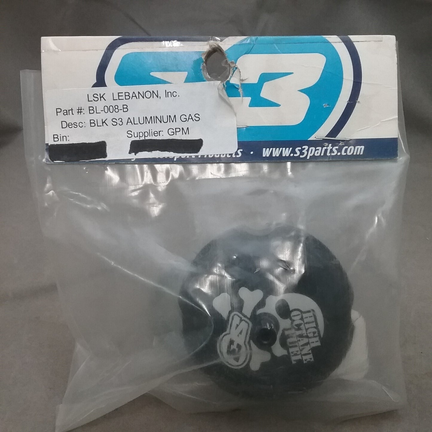 NEW S3 BL-008-B CAP ALUMINUM FUEL CAP SKULL DESIGN