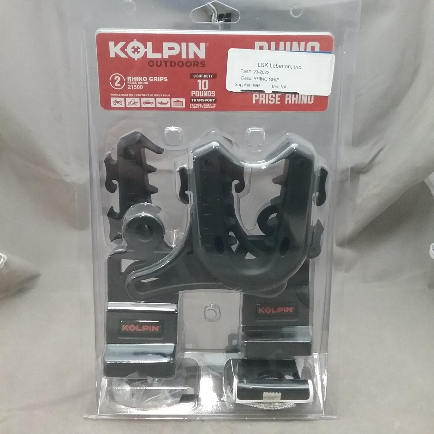 NEW KOLPIN 23-2022 RACK PRISE RHINO GRIPS WITH MOUNTING HARDWARE 10 LB CAPACITY