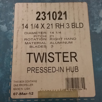 NEW Michigan Wheel Twister 231021 Aluminum Boat Propeller 14 1/4X21 RH 3 BLD