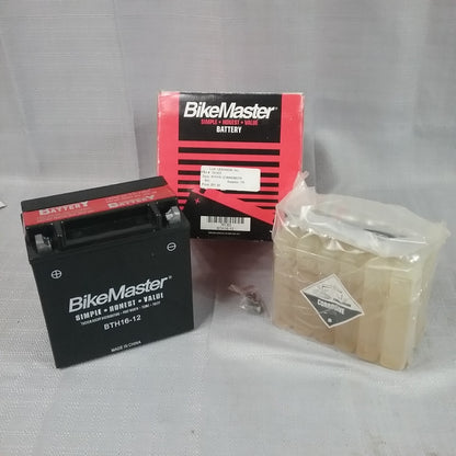 NEW BIKEMASTER BTH16-12 BATTERY MOTORCYCLE 8.1" L x 5.1" W x 6.5" H W/ ACID PACK