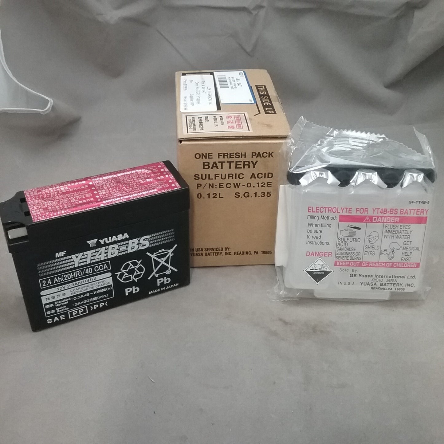NEW YUASA YT4B-BS BATTERY 4.5" x 1.56 x 4.43" 6 VOLT .2 AMPS