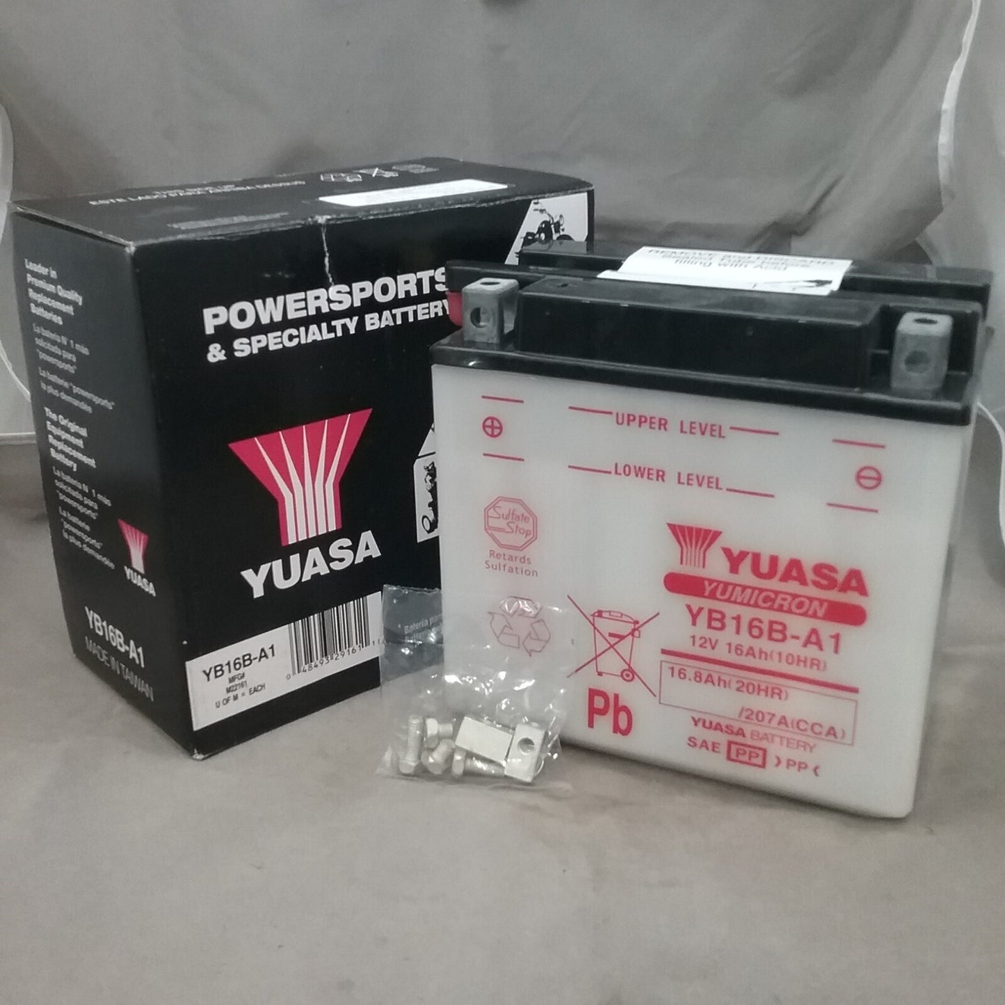 NEW YUASA YB16B-A1 BATTERY 6.3125" x 3.5625" x 6.375" 12 VOLT 1.6 AMPS W/O ACID