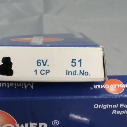 QTY 2 NEW CANDLEPOWER 51 6V1CP TAILLIGHT REPLACEMENT BULB