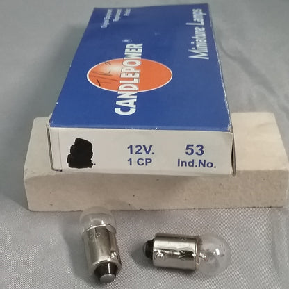 QTY 2 NEW CANDLEPOWER 53 12V/1CP REPLACEMENT LIGHT BULBS