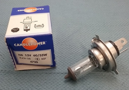 NEW CANDLEPOWER 4720 12V 60/55W H4 P43T-38 HALOGEN BULB