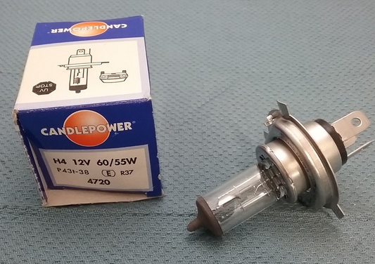 NEW CANDLEPOWER 4720 12V 60/55W H4 P43T-38 HALOGEN BULB