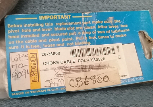 NEW EMGO 26-36800 CHOKE CABLE POLARIS 7080528 MAGNUM SCRAMBLER