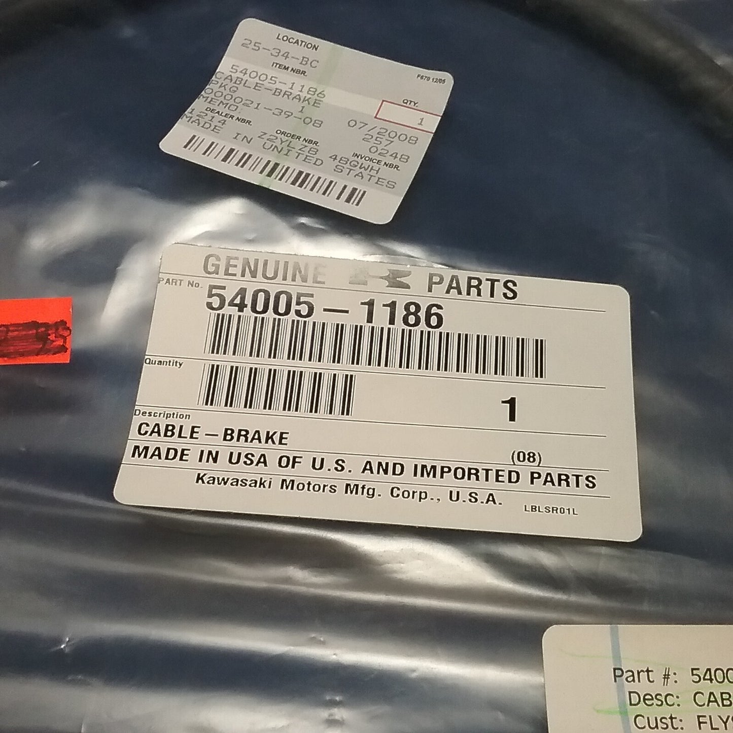 NEW GENUINE KAWASAKI 54005-1186 BRAKE CABLE PRAIRIE KVF400 1997-2002