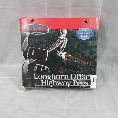 NEW KURYAKYN 4575 PEGS LONGHORN OFFSET HIGHWAY PEGS FITS 1.25" ENGINE GUARDS